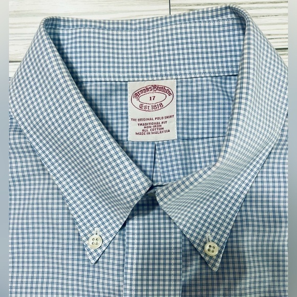 BROOKS BROTHERS‎ Men’s Short Sleeve Button Down Traditional Fit Shirt Neck 17 - Picture 2 of 9